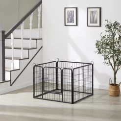 ACAZA Hondenren In 4 Panelen - Hondenkennel - Met Deur - 60 Cm Hoog - Zwart -Hondenbenodigdheden 1200x1200 1168