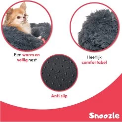Snoozle Donut Hondenmand - Zacht En Luxe Hondenkussen - Wasbaar - Fluffy - Hondenmanden - 60cm - Grijs -Hondenbenodigdheden 1200x1200 1358