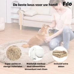 Filo Hondenmand 60cm Met Deken & Rits – Crème – Geschikt Als Kattenmand - Fluffy Donut Hondenbed Lichtbruin - Honden Mand & Bed – Hondenkussen – Kussen Hond – Katten Mand -Hondenbenodigdheden 1200x1200 1386