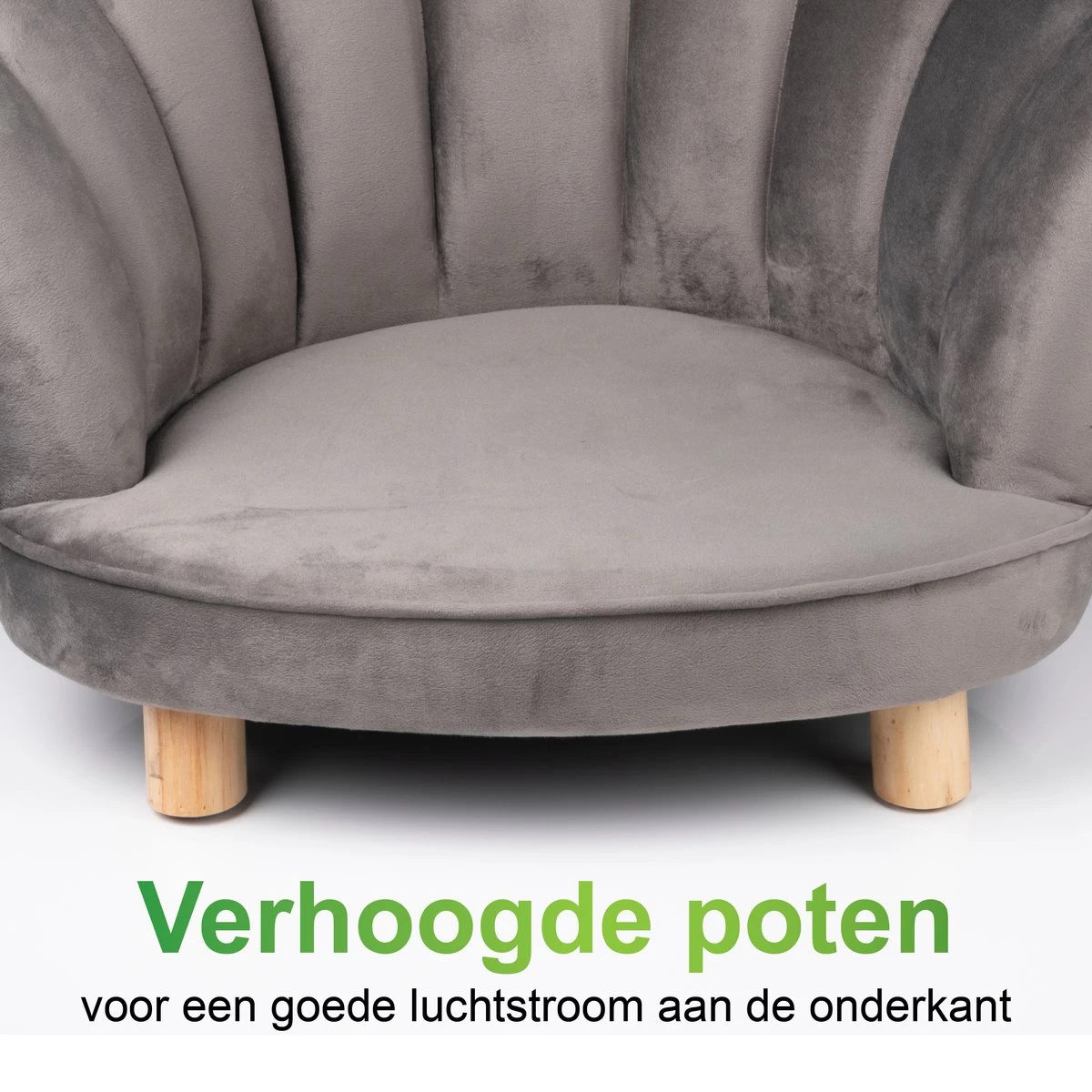 Maxxpro Katten- En Hondenstoel - Grijs - Verhoogd Met Houten Poten - Fluweel Materiaal - 61.5 X 52 X 33 CM - Huisdieren Tot 80 KG 6 Maxxpro Katten- En Hondenstoel - Grijs - Verhoogd Met Houten Poten - Fluweel Materiaal - 61.5 X 52 X 33 CM - Huisdieren Tot 80 KG - Afbeelding 4
