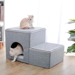 2-in-1 Hondenhuis & Hondentrap - Voor Binnen - Huisdieren Huisje - Hondenmand - Kattenmand - 67.5x40x37.5 Cm - Grijs -Hondenbenodigdheden 1200x1200 1577