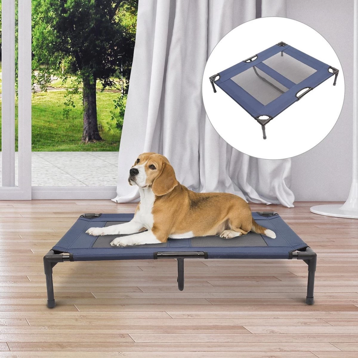 Paws & Claws - Hondenbed - Hondenstretcher - Honden Ligbed - Portable Draagbaar - 92 X 76 X 18 Cm - Blauw 4 Paws & Claws - Hondenbed - Hondenstretcher - Honden Ligbed - Portable Draagbaar - 92 X 76 X 18 Cm - Blauw - Afbeelding 2