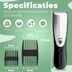 Essential Goods Professionele Hondentondeuse – Hondentrimmer - Draadloos – Opzet Kammen – Dik/Dunne Vacht - Honden/Katten - Zwart/Zilver -Hondenbenodigdheden 1200x1200 319