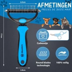 Woodoro 2-Zijdige Kattenkam Voor Ondervacht - Voorkomt Haaruitval - Verwijdert Klitten 14 Woodoro 2-Zijdige Kattenkam Voor Ondervacht - Voorkomt Haaruitval - Verwijdert Klitten -Hondenbenodigdheden 1200x1200 455