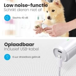 Auronic Elektrische Nagelvijl - Voor Dieren - Oplaadbaar - Draadloos - Diamant Vijlkop - Hond/Katten - Wit -Hondenbenodigdheden 1200x1200 510