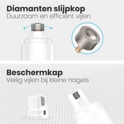 Auronic Elektrische Nagelvijl - Voor Dieren - Oplaadbaar - Draadloos - Diamant Vijlkop - Hond/Katten - Wit -Hondenbenodigdheden 1200x1200 514