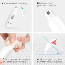 Auronic Elektrische Nagelvijl - Voor Dieren - Oplaadbaar - Draadloos - Diamant Vijlkop - Hond/Katten - Wit -Hondenbenodigdheden 1200x1200 516