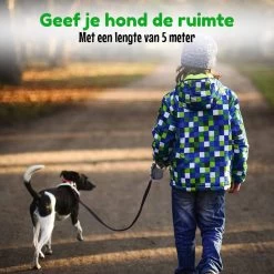 HGMD® Hondenriem - Hondenlijn 5 Meter- Innovatieve Remsysteem - Hondenriem - Zwart - Flexi Bele Rollijn - <20 Kg -Hondenbenodigdheden 1200x1200 582