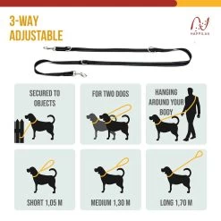 Happilax Dog Leash 2m Adjustable - Black/Reflective - 3-Step Adjustable Leash - Double Leash, Tug Leash - Geschikt Als Hondenriem Voor Grote Honden Of Als Sleepriem Voor Kleine Honden. -Hondenbenodigdheden 1200x1200 648
