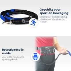 Canicross Looplijn Hond Met Heupriem Voor Hardlopen - Elastische Handsfree Hondenriem - Honden Trainingslijn - 150/200cm - Blauw -Hondenbenodigdheden 1200x1200 655