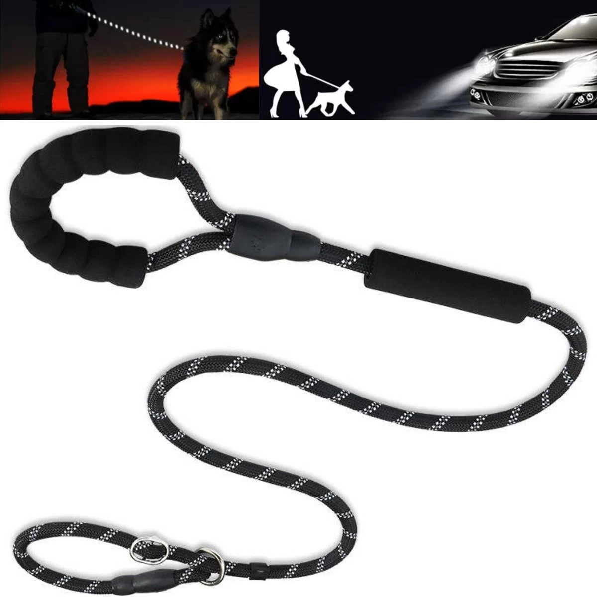 1FORME Hondenriem 15-25kg - Sliplijn Hond REFLECTEREND 2m, 1cm Ø - Jachtlijn 2 Ergonomische Handvaten - Dubbel Stop 3 1FORME Hondenriem 15-25kg - Sliplijn Hond REFLECTEREND 2m, 1cm Ø - Jachtlijn 2 Ergonomische Handvaten - Dubbel Stop