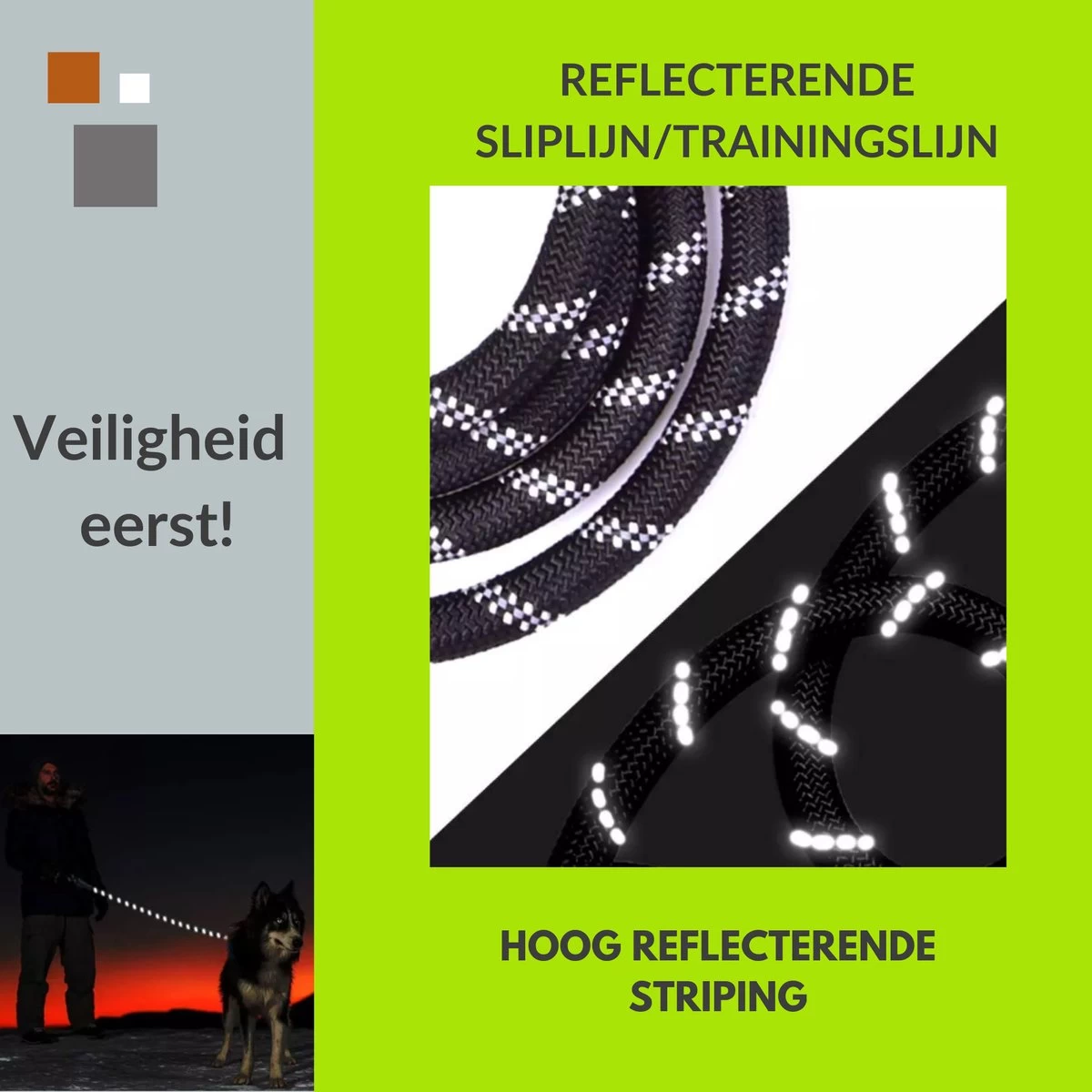 1FORME Hondenriem 15-30kg - Sliplijn Hond REFLECTEREND 2m, Ø 1.2cm - Jachtlijn 2 Ergonomische Handvaten - Dubbel Stop 8 1FORME Hondenriem 15-30kg - Sliplijn Hond REFLECTEREND 2m, Ø 1.2cm - Jachtlijn 2 Ergonomische Handvaten - Dubbel Stop - Afbeelding 6
