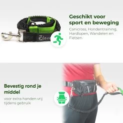 Canicross Looplijn Hond Met Heupriem Voor Hardlopen - Elastische Handsfree Hondenriem - Honden Trainingslijn - 150/200cm - Groen -Hondenbenodigdheden 1200x1200 680