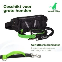 Canicross Looplijn Hond Met Heupriem Voor Hardlopen - Elastische Handsfree Hondenriem - Honden Trainingslijn - 150/200cm - Groen -Hondenbenodigdheden 1200x1200 681