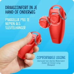 VEDIC® - Luxe Clicker Met Fluit - Clickertraining - Rood - Bevestigingsring - Fluit - Hondentraining -Hondenbenodigdheden 1200x1200 725