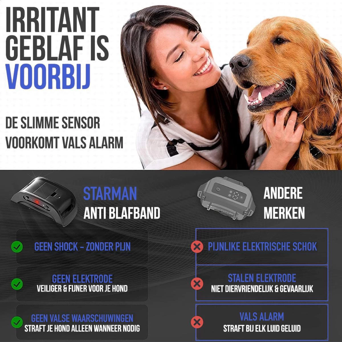 STARMAN Anti Blafband Voor Honden - 3-60KG - Diervriendelijk - Zonder Schok - Vibratie En Audio - Anti Blaf Band 9 STARMAN Anti Blafband Voor Honden - 3-60KG - Diervriendelijk - Zonder Schok - Vibratie En Audio - Anti Blaf Band - Afbeelding 7