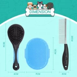 Nobleza 3 Delige Hondenborstel Set – Hondenkam - Kattenkam - Borstels – Dierverzorging - Dierenverzorging - Blauw -Hondenbenodigdheden 1200x1200 75