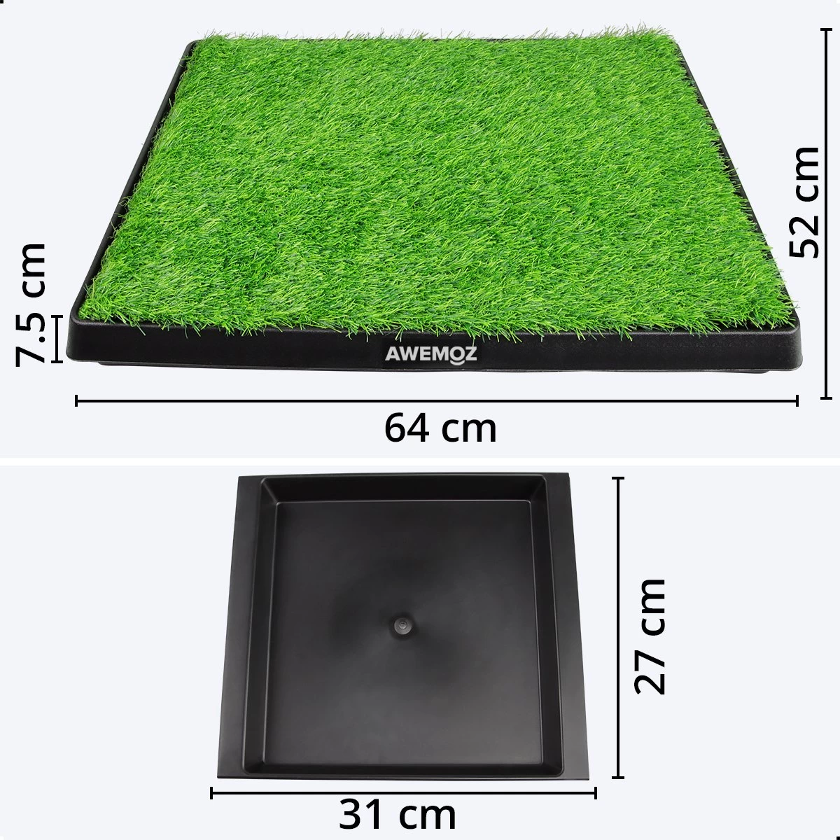 AWEMOZ Hondentoilet Kunstgras - Met 2 Matten En Opvangbak - 64x52x7,5cm - Puppy Pads - Zindelijkheidstraining Hond - Training Pads - Indoor / Outdoor Honden Toilet 4 AWEMOZ Hondentoilet Kunstgras - Met 2 Matten En Opvangbak - 64x52x7,5cm - Puppy Pads - Zindelijkheidstraining Hond - Training Pads - Indoor / Outdoor Honden Toilet - Afbeelding 2