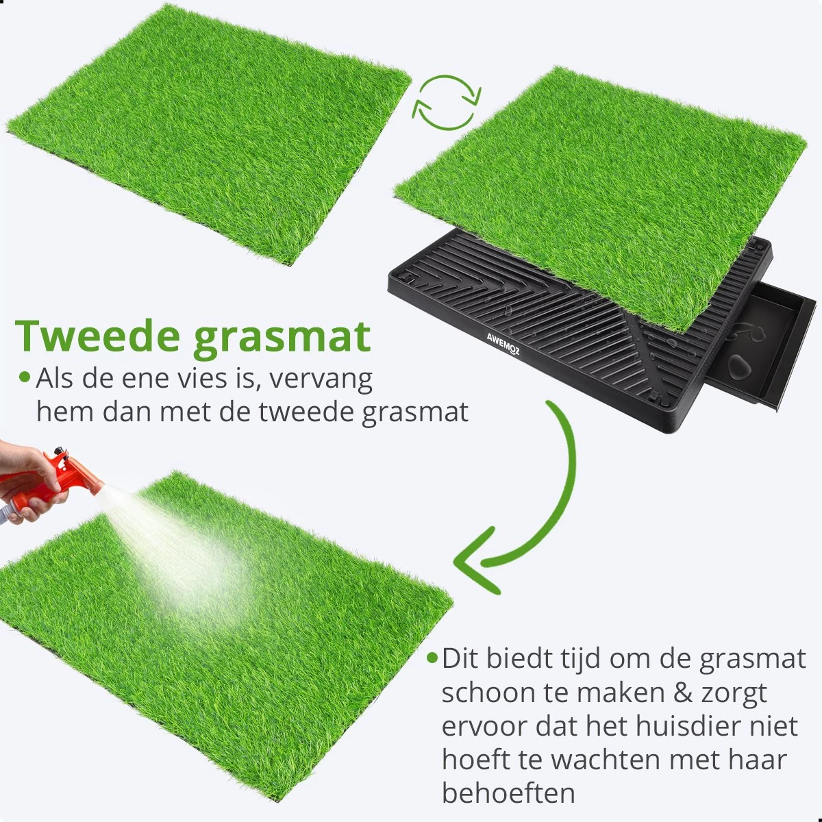 AWEMOZ Hondentoilet Kunstgras - Met 2 Matten En Opvangbak - 64x52x7,5cm - Puppy Pads - Zindelijkheidstraining Hond - Training Pads - Indoor / Outdoor Honden Toilet 5 AWEMOZ Hondentoilet Kunstgras - Met 2 Matten En Opvangbak - 64x52x7,5cm - Puppy Pads - Zindelijkheidstraining Hond - Training Pads - Indoor / Outdoor Honden Toilet - Afbeelding 3