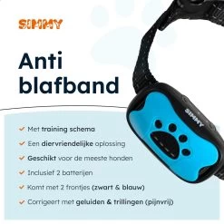 Simmy Anti Blafband - Diervriendelijke Opvoedingshalsband - Zwart En Blauw - Diervriendelijk - Zonder Schok - Anti Blaf Band Voor Grote En Kleine Honden -Hondenbenodigdheden 1200x1200 906