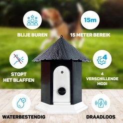 Vulpes Pets® Anti Blaf Apparaat Pro - Anti Blafband Voor Alle Honden - Luxe Hondentrainer - Diervriendelijk & Zonder Schok - Inclusief 9V Batterij - Waterbestendig - Ophangbaar - Instelbare Ultrasone Niveauregeling - 4 Standen -Hondenbenodigdheden 1200x1200 952
