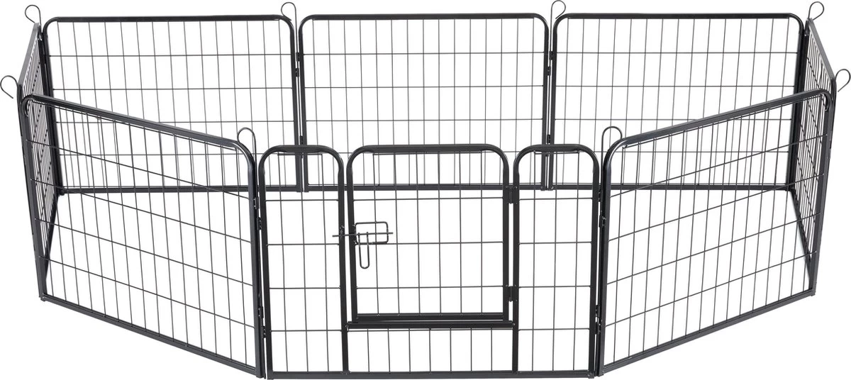 ACAZA Hondenren In 8 Panelen - Hondenkennel - Met Deur - 60 Cm Hoogte - Zwart 7 ACAZA Hondenren In 8 Panelen - Hondenkennel - Met Deur - 60 Cm Hoogte - Zwart - Afbeelding 5