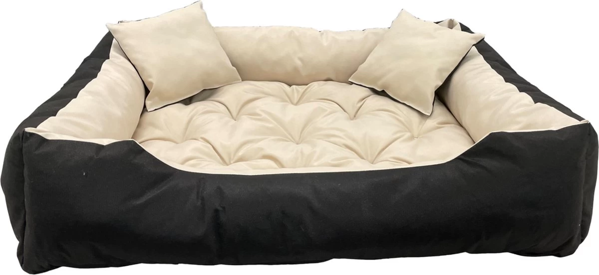 Ecco - Honden- En Kattenbed Met Kussen | Binnenmaat: 130x100 / Buitenmaat: 145x115cm - Beige / Zwart 3 Ecco - Honden- En Kattenbed Met Kussen | Binnenmaat: 130x100 / Buitenmaat: 145x115cm - Beige / Zwart