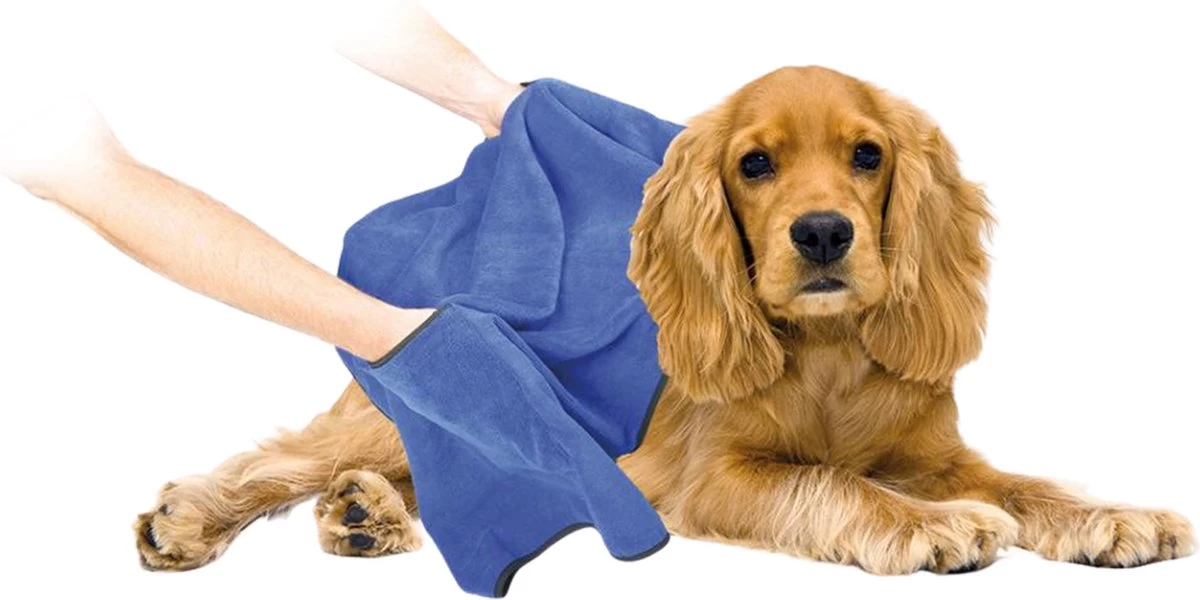 Dierenhanddoek Microvezel - Honden En Katten - Incl. Handvatten - 40x60 Cm - Blauw 4 Dierenhanddoek Microvezel - Honden En Katten - Incl. Handvatten - 40x60 Cm - Blauw - Afbeelding 2
