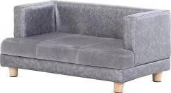 PawHut Hondenbank Huisdierbank Hondenbed Hondenmat Woonkamer PU-leer Kort Pluche Grijs D04-135 -Hondenbenodigdheden 1200x651 2