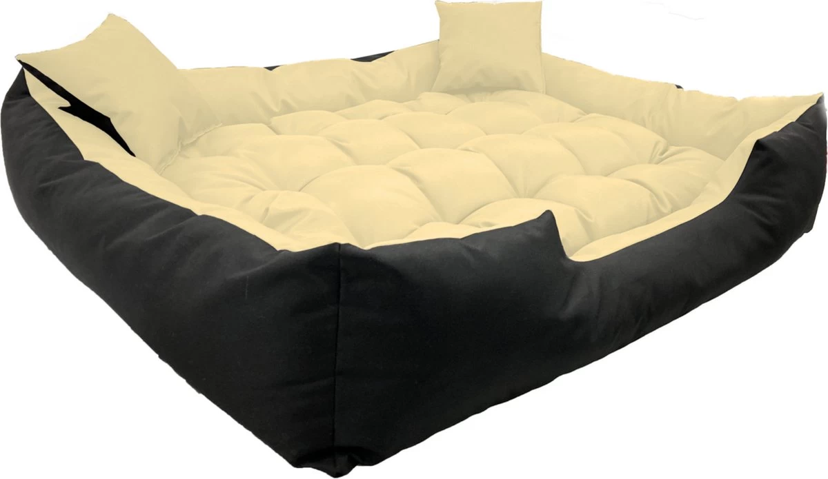 Ecco - Honden- En Kattenbed Met Kussen | Binnenmaat: 130x100 / Buitenmaat: 145x115cm - Beige / Zwart 4 Ecco - Honden- En Kattenbed Met Kussen | Binnenmaat: 130x100 / Buitenmaat: 145x115cm - Beige / Zwart - Afbeelding 2