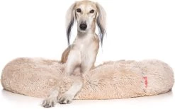 Snoozle Donut Hondenmand - Zacht En Luxe Hondenkussen - Wasbaar - Fluffy - Hondenmanden - 80cm - Creme Bruin