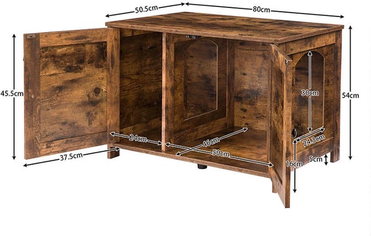 Houten Kattenhuis - Kattenkast Voor Binnen & Buiten - Kattenhok - Kattenhuisje Hout Met Deur En Gat - Hondenhok Voor Kleine Honden - 80 X 50 X 55 Cm 5 Houten Kattenhuis - Kattenkast Voor Binnen & Buiten - Kattenhok - Kattenhuisje Hout Met Deur En Gat - Hondenhok Voor Kleine Honden - 80 X 50 X 55 Cm - Afbeelding 3