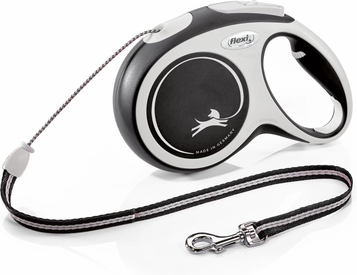 Flexi Rollijn New Comfort Koord M Zwart&Lichtgrijs - Hondenriem - 8 M 3 Flexi Rollijn New Comfort Koord M Zwart&Lichtgrijs - Hondenriem - 8 M