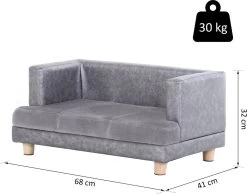 PawHut Hondenbank Huisdierbank Hondenbed Hondenmat Woonkamer PU-leer Kort Pluche Grijs D04-135 -Hondenbenodigdheden 1200x941