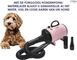 Forgoods Professionele Hondenfohn - Waterblazer Voor Honden - Hondenfohn Met 4 Opzetstukken - 2800W Verstelbaar Vermogen - Roze -Hondenbenodigdheden 1200x942