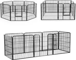 Merkloos Hondenren - Puppyren - Hondenkennel - 8 Kennelpanelen - Staal - 80 Cm Hoog - 640 Cm Omtrek - Uitbreidbaar -Hondenbenodigdheden 1200x945 1