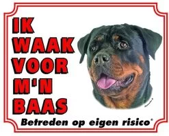 Rottweiler Waakbord - Ik Waak Voor Mijn Baas