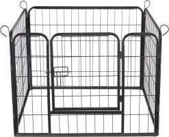 ACAZA Hondenren In 4 Panelen - Hondenkennel - Met Deur - 60 Cm Hoog - Zwart -Hondenbenodigdheden 1200x973 1