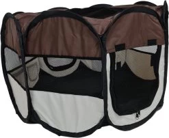 Dailyibed Opvouwbare Puppyren - Bruin - 115x115x58 Cm - Incl. Draagtas - Incl. Voederbak -Hondenbenodigdheden 1200x983
