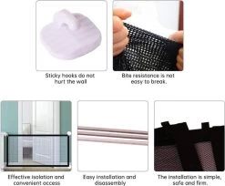 Merkloos ACE Pets – Oprolbaar Hondenrek Voor Binnen - Traphekje Hond Zonder Boren - Veiligheidshek Deurhekje - 180 X 72 Cm - Zwart -Hondenbenodigdheden 1200x992 2