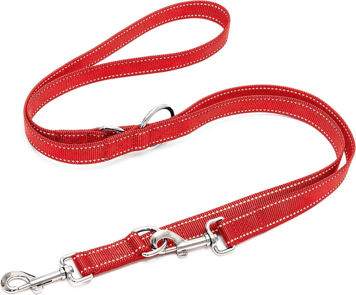 Happilax Dog Leash 2m Adjustable - Red / Reflective - 3-Step Adjustable Leash - Double Leash, Tug Leash - Geschikt Als Hondenriem Voor Grote Honden Of Als Sleepriem Voor Kleine Honden. 3 Happilax Dog Leash 2m Adjustable - Red / Reflective - 3-Step Adjustable Leash - Double Leash, Tug Leash - Geschikt Als Hondenriem Voor Grote Honden Of Als Sleepriem Voor Kleine Honden.