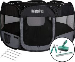 Meisterpet - XXL Opvouwbare Puppyren - 130 X 130 X 60 Cm - Met Gratis Dieren Verzorging Set T.w.v. €19.99
