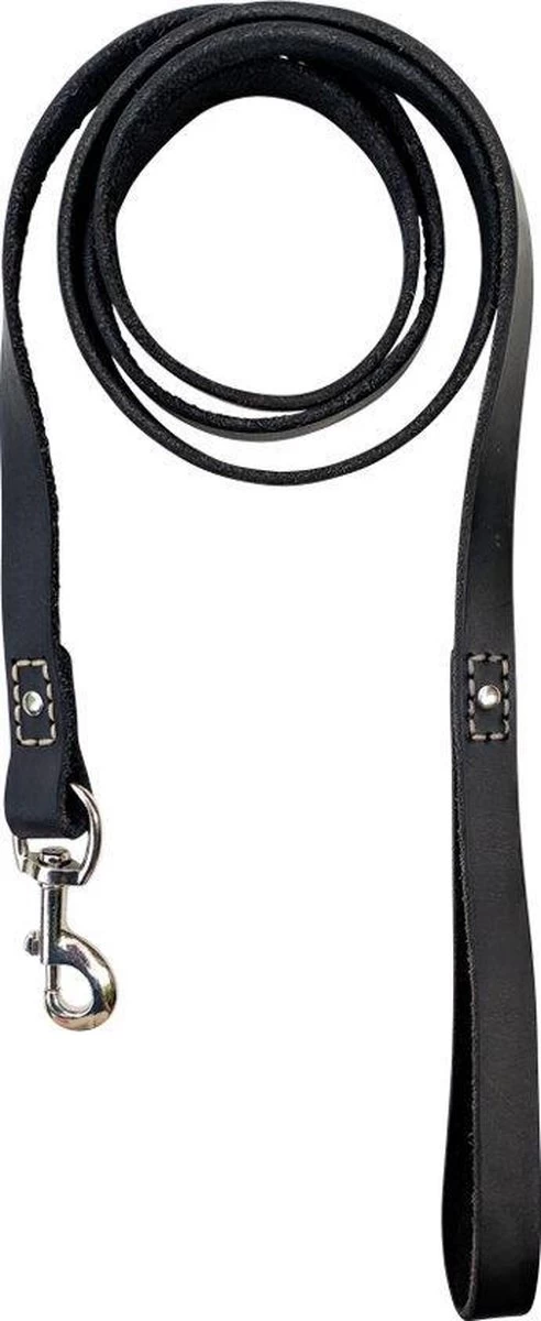 Hondenriem - 220cm – Zwarte Riem - Leren Hondenriem Met Stiksels – 100% Volnerfleer - Hond - Leer - Leder 5 Hondenriem - 220cm – Zwarte Riem - Leren Hondenriem Met Stiksels – 100% Volnerfleer - Hond - Leer - Leder - Afbeelding 3