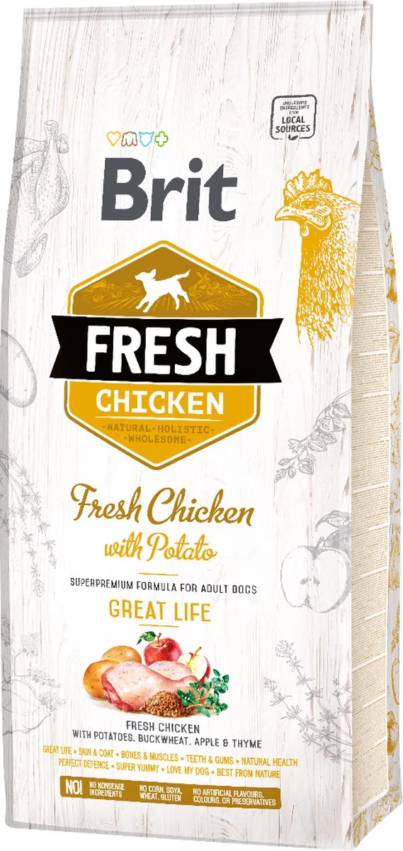 Brit Fresh Chicken & Potato Adult Great Life 12 Kg - Hond 3 Brit Fresh Chicken & Potato Adult Great Life 12 Kg - Hond