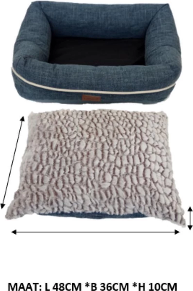 I-CiGO Homy Luxe - Hondenmand - In-kussen Dubbelzijdig Gebruik 70x60xH14cm/Blauw 8 I-CiGO Homy Luxe - Hondenmand - In-kussen Dubbelzijdig Gebruik 70x60xH14cm/Blauw - Afbeelding 6