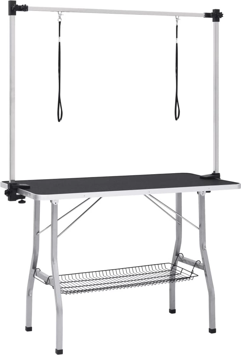 VIDAXL Hondentrimtafel Verstelbaar Met 2 Lussen En Opbergschap 4 VIDAXL Hondentrimtafel Verstelbaar Met 2 Lussen En Opbergschap - Afbeelding 2