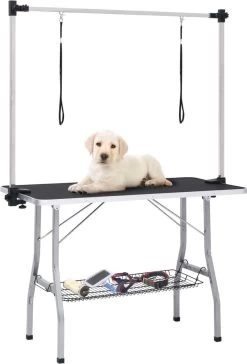 VIDAXL Hondentrimtafel Verstelbaar Met 2 Lussen En Opbergschap