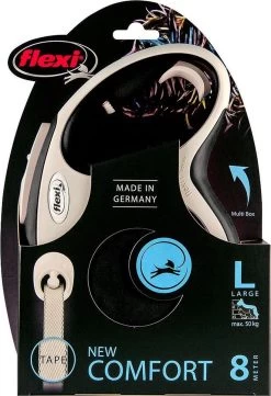 Hondenriem - Looplijn - FLEXI Rollijn NEW COMFORT Tape - L - ZWART - 8 Meter -Hondenbenodigdheden 821x1200