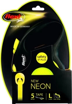 Flexi New Neon Tape - Hondenriem - Geel/Zwart - L - 5 M - (<50 Kg) 29 Flexi New Neon Tape - Hondenriem - Geel/Zwart - L - 5 M - (<50 Kg) -Hondenbenodigdheden 830x1200