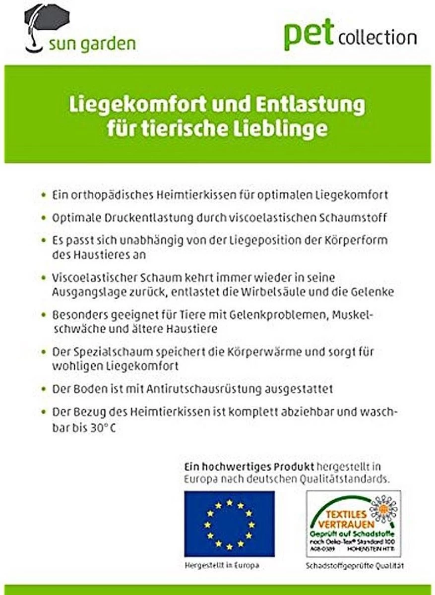 Sun Garden Buddy Orthopedisch Hondenkussen 72x50x8cm Antraciet 8 Sun Garden Buddy Orthopedisch Hondenkussen 72x50x8cm Antraciet - Afbeelding 6